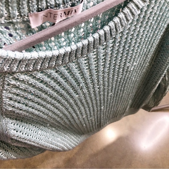Intermix teal green open knit sweater - Picture 9 of 11